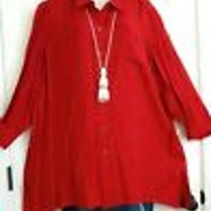 Tunic Westbound women’s 2xl red button up blouse shirt top long sleeves